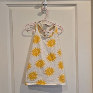 Zara Kids White and Yellow Sun Pattern Tank Top Size 9/10